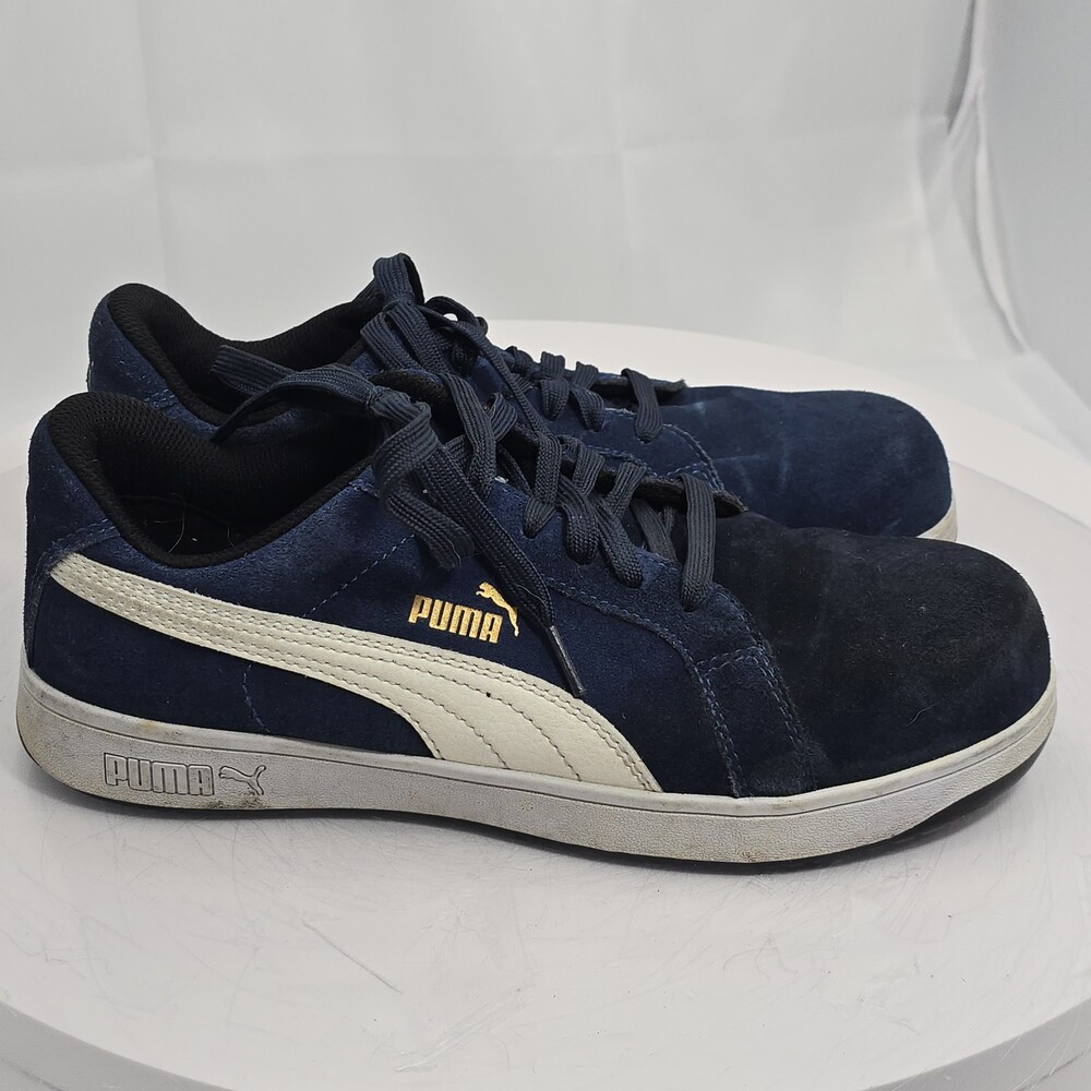 Puma Iconic Men 10 Suede Low Composite Safety Toe Work Sneakers/Shoes Navy Blue